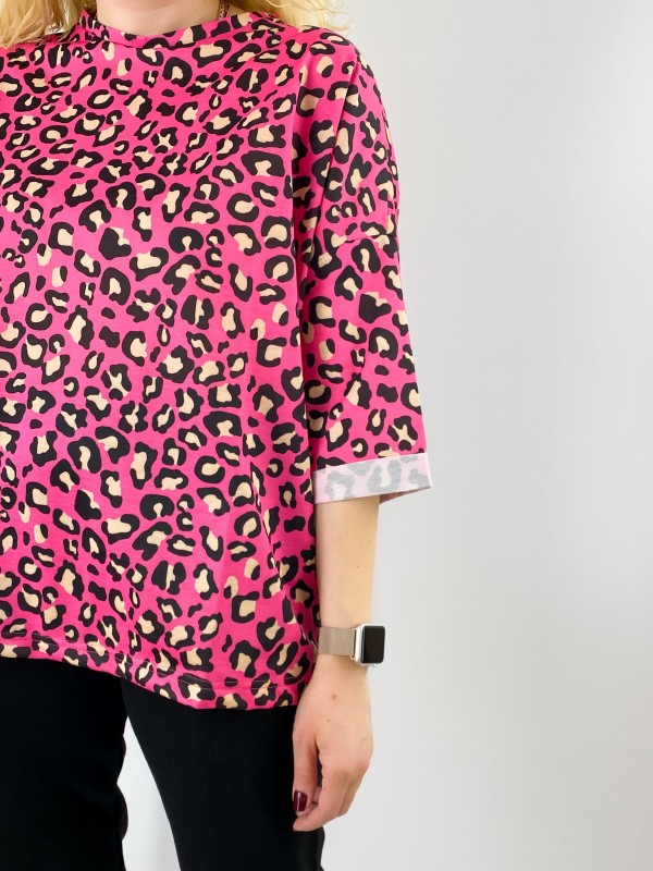 Pembe leopar sweatshirt