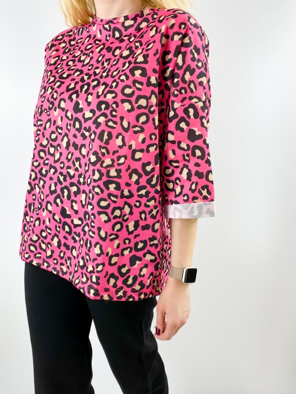 Pembe leopar sweatshirt