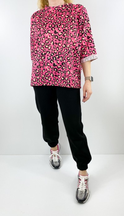 Pembe leopar sweatshirt