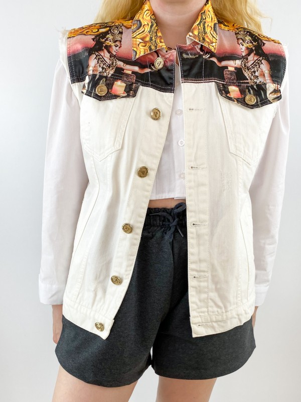 White denim vest