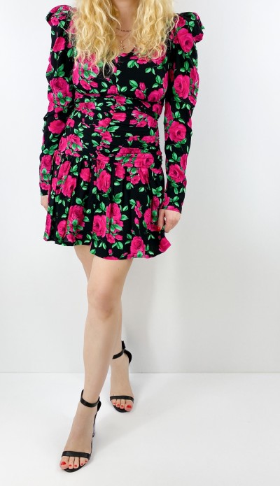 Çiçek desenli tasarım mini elbise