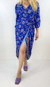 Double breasted electric blue midi dress