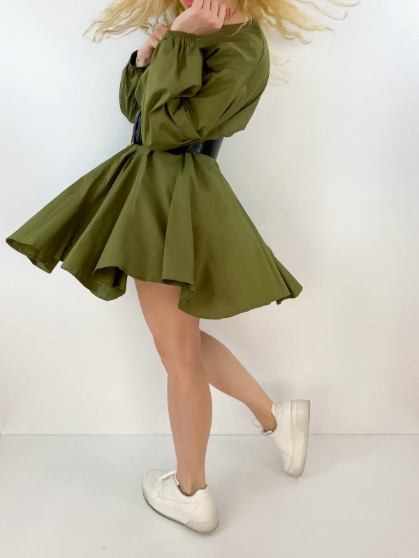 Skater khaki mini dress