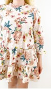 Çiçek desenli gofre kumaş elbise