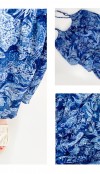 Blue flower printed midi dress