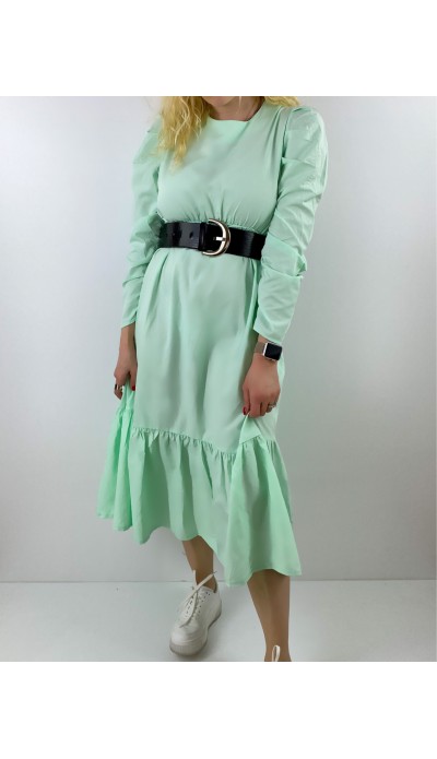 Mint poplin elbise
