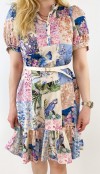 Parrot detailed frilled dress