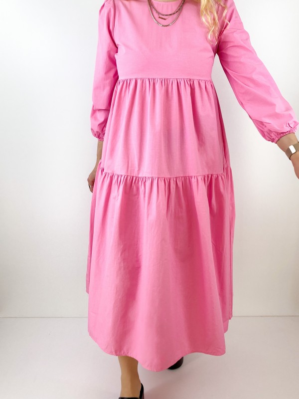 Candy pink poplin maxi dress