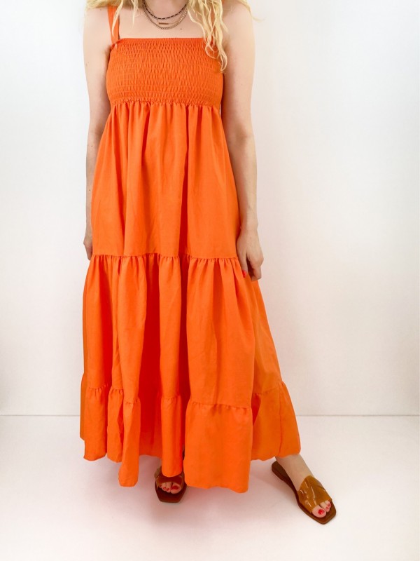 Orange poplin maxi dress