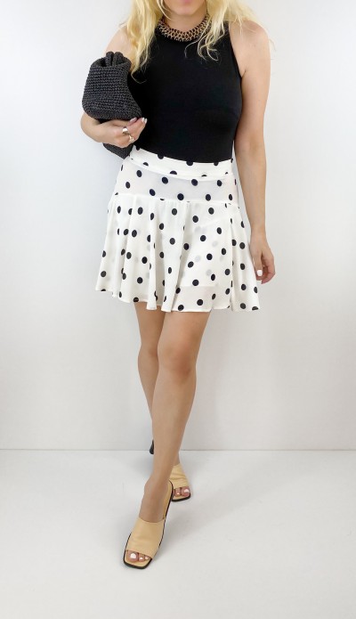 Puantiye desenli şort etek