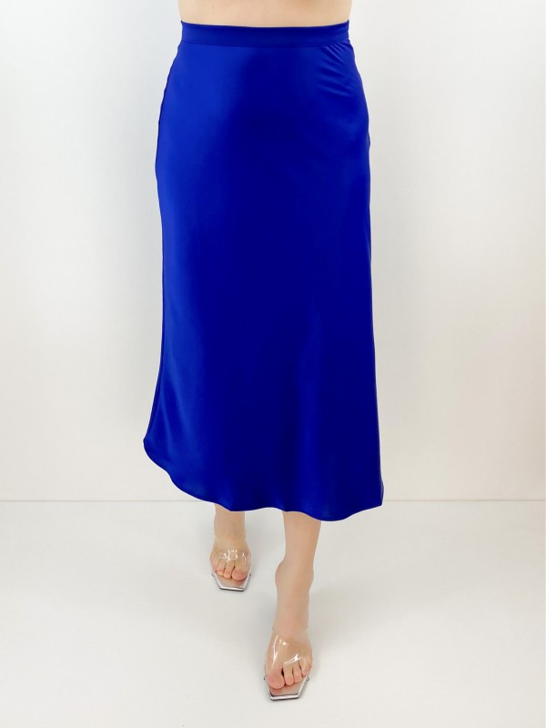 Electric blue sateen skirt