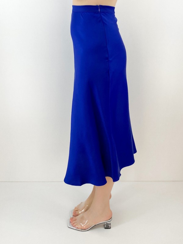 Electric blue sateen skirt