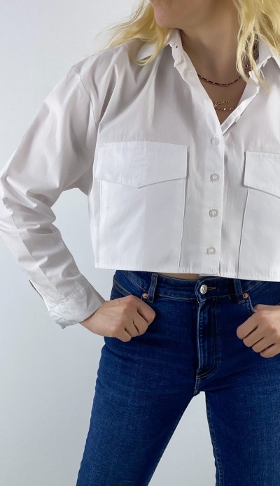 Crop beyaz gömlek