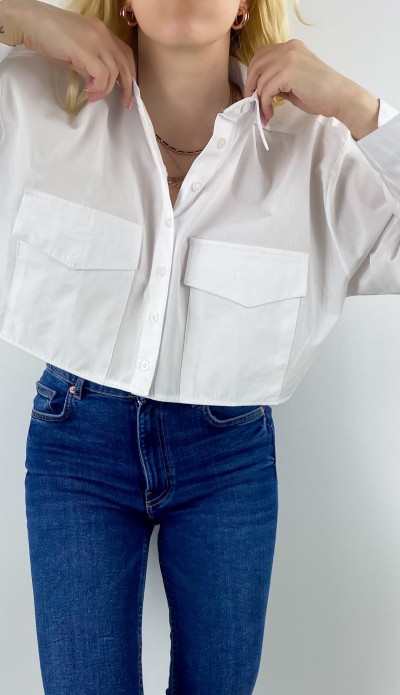 Crop beyaz gömlek