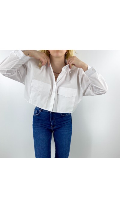 Crop beyaz gömlek