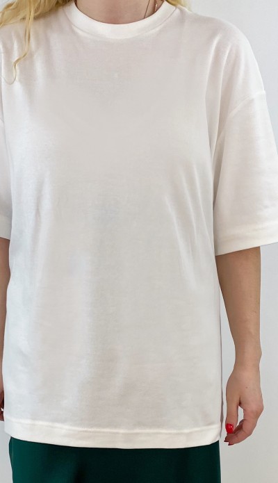 Krem renk oversize t-shirt