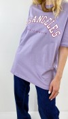 Baskılı lila oversize t-shirt