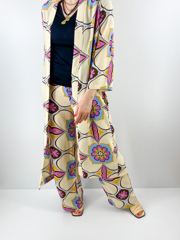 Pamuklu kimono pantolon takım 