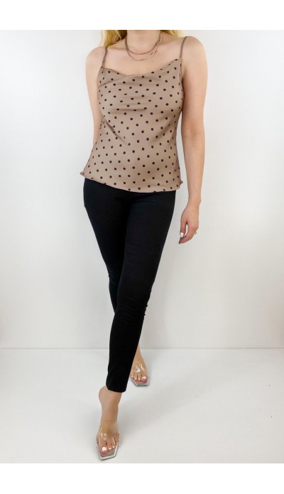 Puantiye desenli saten bluz