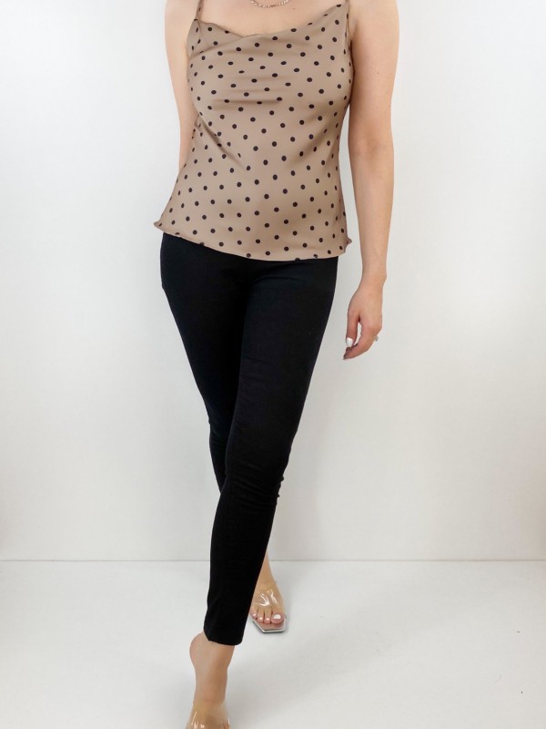 Dot printed sateen blouse