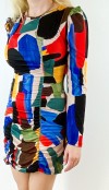 Geometrik desen renkli tasarım elbise