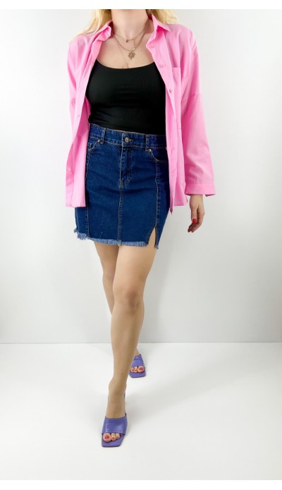 Koyu mavi mini kot etek