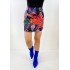 Flower printed sateen mini skirt