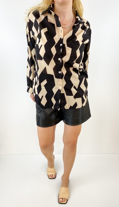 Geometrik desen pamuklu gömlek