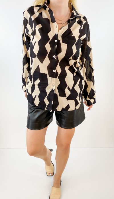 Geometrik desen pamuklu gömlek