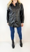 Black faux leather oversize shirt