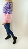 Blue ethnic printed pink pullover