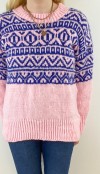 Blue ethnic printed pink pullover