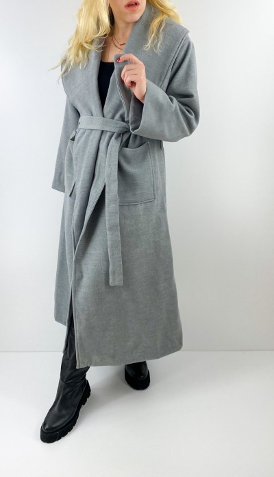 Gray maxi coat