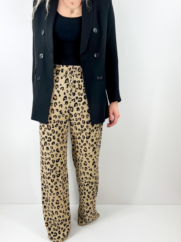 Leopard printed wide leg pants