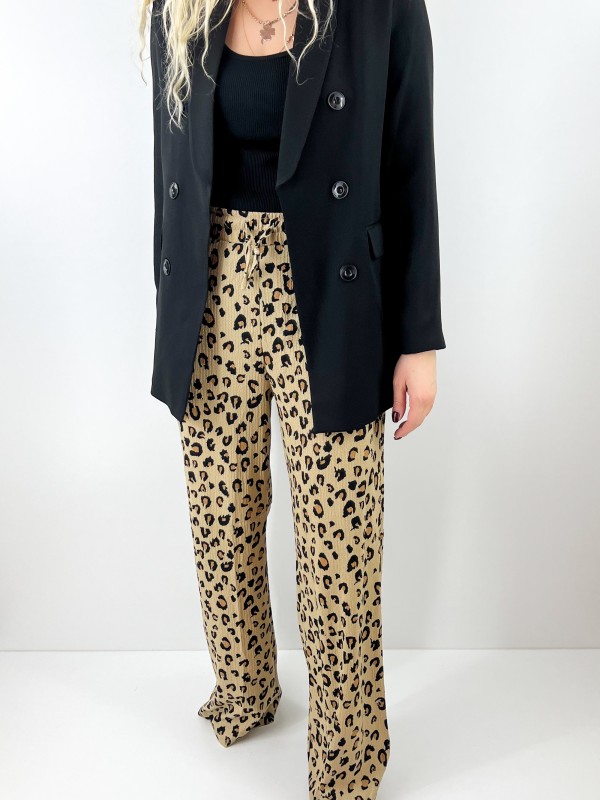 Leopard printed wide leg pants