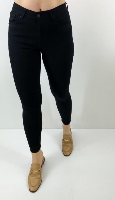 Siyah yüksek bel likralı kot