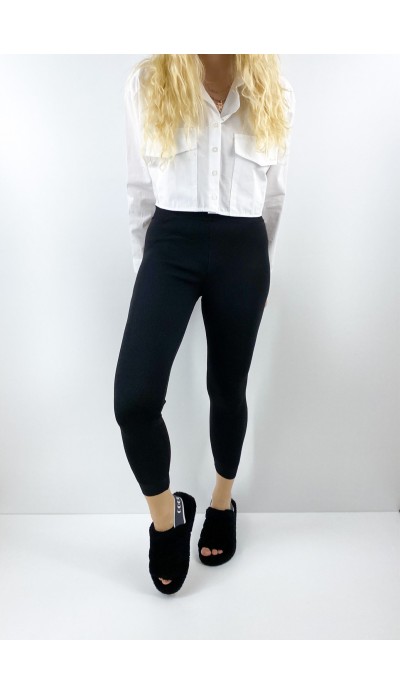 Siyah miflonlu triko tayt