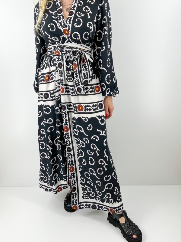 Ethnic printed maxi kimono dress