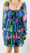 Flower printed chiffon dress