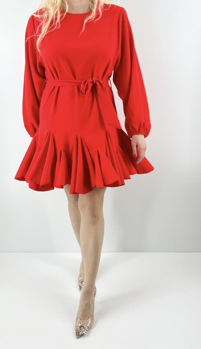 Narçiçeği çok pilili elbise