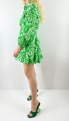 Green pleated skater dress