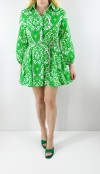 Yeşil çok pilili tasarım elbise