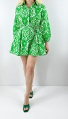 Green pleated skater dress