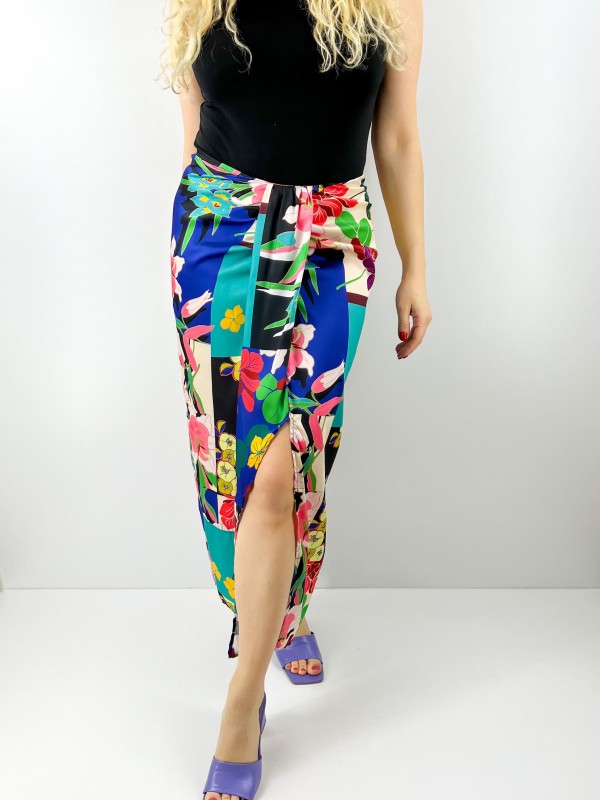 Midi colorful sateen skirt