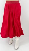 Red pleated midi skirt