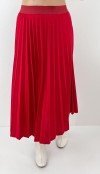 Red pleated midi skirt