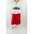 Kırmızı pileli midi etek