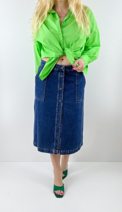 Koyu mavi midi kot etek