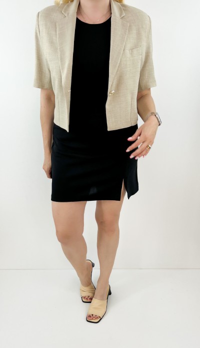 Yırtmaçlı siyah mini etek