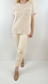 Pocket detailed creme color t-shirt